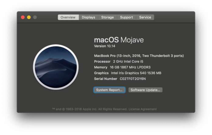 macos Mojave about this mac