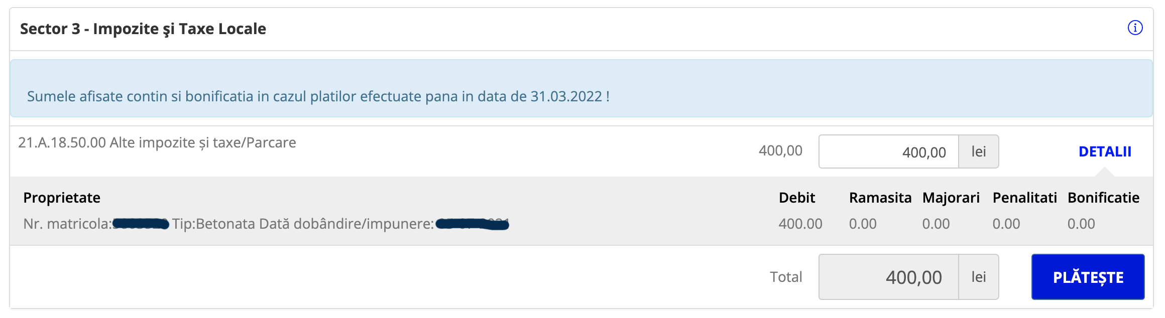 taxa de parcare ghiseul.ro bucuresti sectorul 3