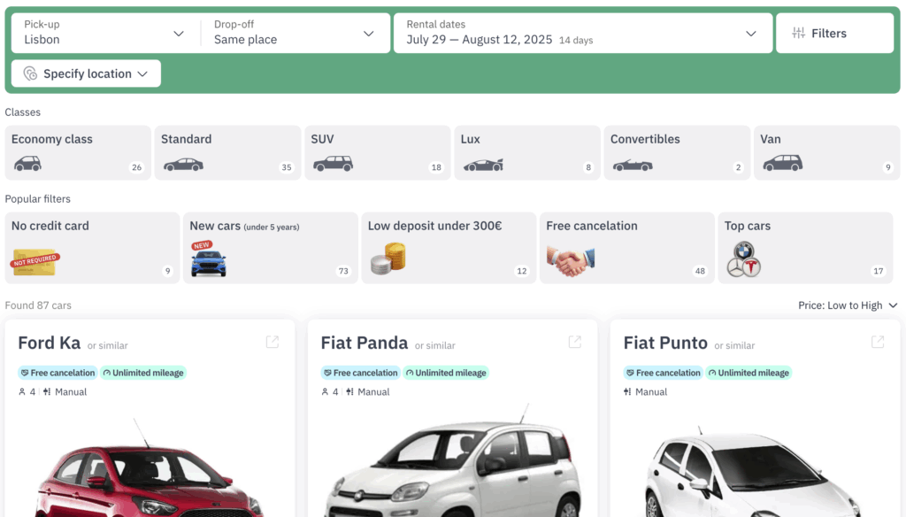Car rental for traveling in Portugal: tips, life hacks and pitfalls